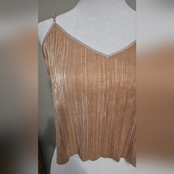 VICTORIA'S SECRET Rose Gold plisse cropped cami. Size Small - Picture 4 of 8